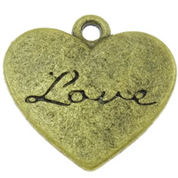 Zinc Alloy Message Pendants, Heart, word love, antique bronze color plated, with letter pattern, nickel, lead & cadmium free Approx 2mm, Approx 