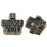 Zinc Alloy Message European Beads, word love, plated, with letter pattern & without troll nickel, lead & cadmium free Approx 4mm, Approx 