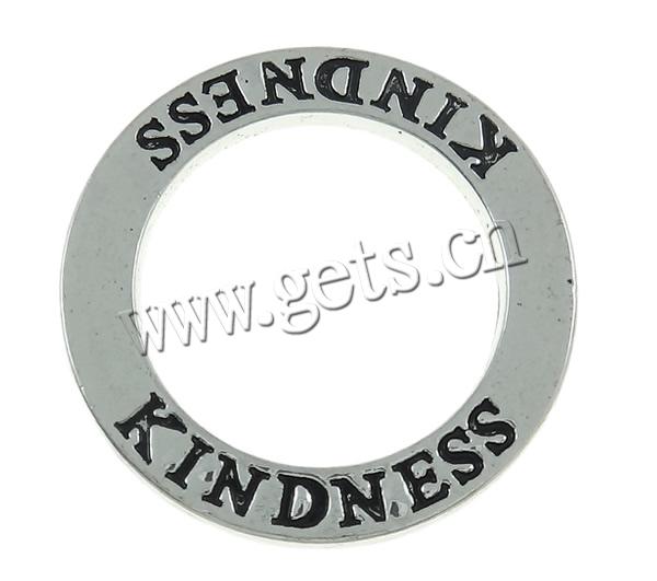 Zinc Alloy Linking Ring, word kindness, plated, with letter pattern, more colors for choice, nickel, lead & cadmium free, 22x2mm, Hole:Approx 15mm, Sold By PC