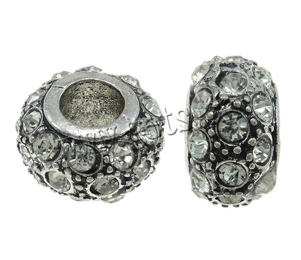 Rhinestone Zinc Alloy European Beads, Drum, plated, more colors for choice, 12.5x13.5x8mm, Hole:Approx 5mm, Sold By PC