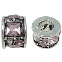 Rhinestone Zinc Alloy European Beads, Column, plated, Customized & without troll Approx 5mm 