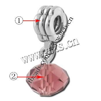 Подвески цинкового сплава Пандора , цинковый сплав, с Кристаллы, плакированный, с Тролль & граненый, Много цветов для выбора, 8mm,8x6mm, отверстие:Приблизительно 4.5mm, продается PC