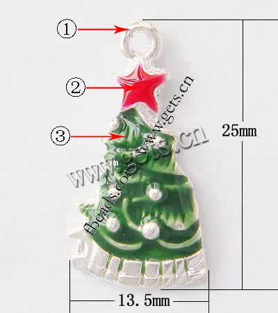 Zinc Alloy Christmas Pendants, Christmas Tree, plated, enamel, more colors for choice, 25x13.5x3.5mm, Hole:Approx 2mm, Sold By PC