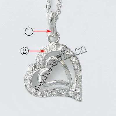 Zinc Alloy Heart Pendants, plated, with rhinestone, more colors for choice, 19x20x4mm, Sold By PC
