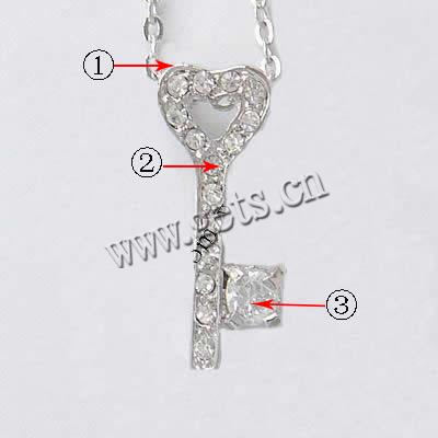 Zinc Alloy Key Pendants, plated, with rhinestone, more colors for choice, 22x11x6mm, Sold By PC