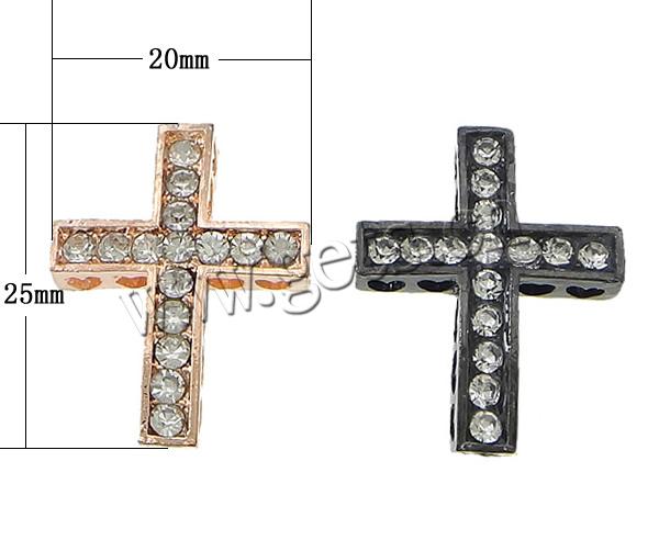 Zinc Alloy Connector Bar, Cross, plated, Customized & with rhinestone, more colors for choice, cadmium free, 20x25x5mm, Hole:Approx 2mm, Sold By PC