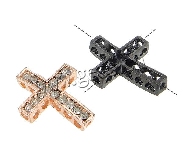 Zinc Alloy Connector Bar, Cross, plated, Customized & with rhinestone, more colors for choice, cadmium free, 20x25x5mm, Hole:Approx 2mm, Sold By PC