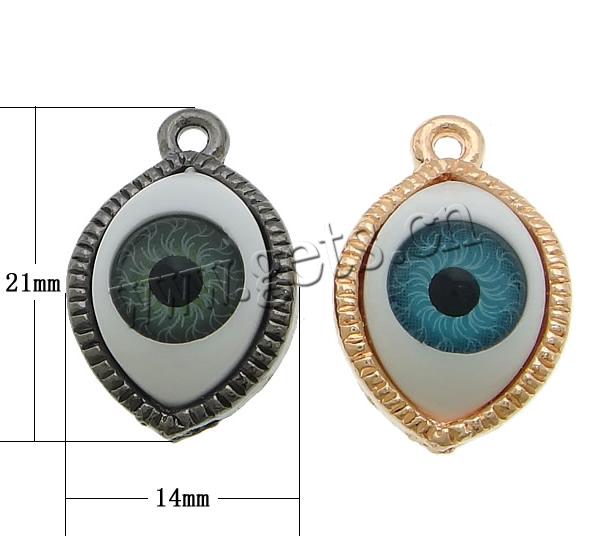Zinc Alloy Evil Eye Pendant, with Plastic, plated, Customized & epoxy gel, more colors for choice, cadmium free, 14x21x7.5mm, Hole:Approx 2mm, Sold By PC