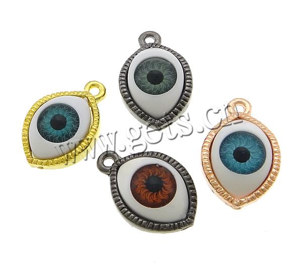 Zinc Alloy Evil Eye Pendant, with Plastic, plated, Customized & epoxy gel, more colors for choice, cadmium free, 14x21x7.5mm, Hole:Approx 2mm, Sold By PC