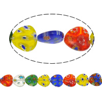 Millefiori Glass Beads, Heart mixed colors .5 Inch, 32/Strand 