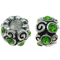 Rhinestone Zinc Alloy European Beads, Drum, plated, Customized & without troll Approx 5.5mm 