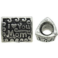 Zinc Alloy European Beads, Triangle, word mom, plated, with letter pattern & without troll nickel, lead & cadmium free Approx 5mm 