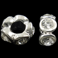 Rhinestone Zinc Alloy European Beads, Flower, plated, Customized & without troll Approx 5mm 