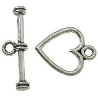 Zinc Alloy Toggle Clasp, Heart, plated, single-strand nickel, lead & cadmium free  Approx 1mm 