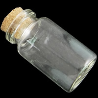 Plastic Bead Container, Glass, with wood stopper, transparent 