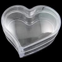 Plastic Bead Container, ABS Plastic, Heart, transparent 