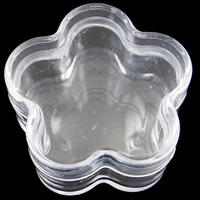 Kunststoff Perlen Behälter, Blume, transparent, 32x32x17mm, 12PCs/Tasche, verkauft von Tasche