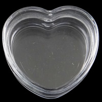 Plastic Bead Container, Heart, transparent 