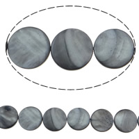 perle de coquillage teint, coquille d'eau douce, Plat rond, gris Environ 1mm Environ 15.7 pouce  Vendu par sac