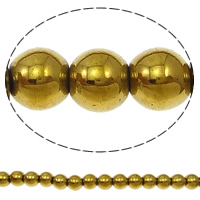 Las Perlas De Hematites Sin Magnético, Hematita no magnética, Esférico, chapado en color dorado, diverso tamaño para la opción, Negro, Grado A, agujero:aproximado 0.8-1.6mm, longitud:aproximado 16 Inch, Vendido por Sarta