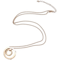 Stainless Steel Necklace, with 1.5Inch extender chain, Donut, rose gold color plated, oval chain & with Czech rhinestone, 20mm Approx 15.7 Inch 