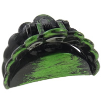 Acryl Haarklammer, Spritzlackierung, Pinselstil, grün, 38x26x24mm, 12PCs/Tasche, verkauft von Tasche