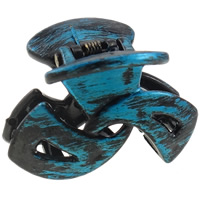 Acryl Haarklammer, Spritzlackierung, Pinselstil, blau, 38x76x27mm, 12PCs/Tasche, verkauft von Tasche