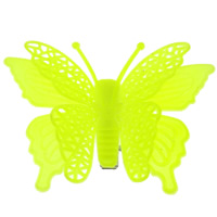 Acrylic Alligator Hair Clip, with Iron, Butterfly, painted, green 