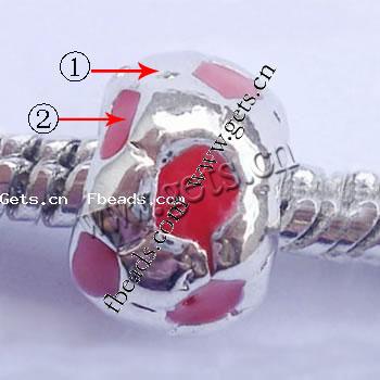 Emaille Zink Legierung Europa Perlen, Zinklegierung, Trommel, plattiert, ohne troll & großes Loch, keine, 10x10x7mm, Bohrung:ca. 4.5mm, verkauft von PC