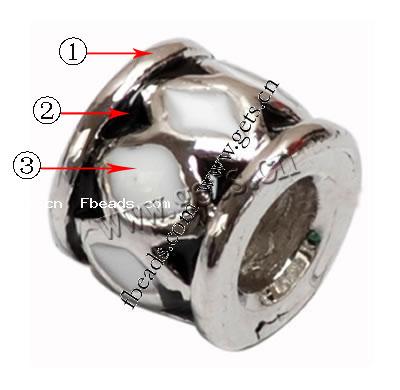 Enamel Zinc Alloy European Beads, Tube, plated, without troll & large hole, more colors for choice, 5x7mm, Hole:Approx 4.2mm, Sold By PC