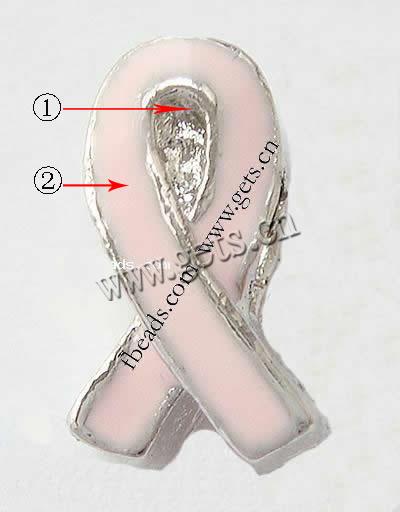 Awareness Ribbon Bead, Zinc Alloy, plated, with troll & enamel & large hole, more colors for choice, 12x7.5x7mm, Hole:Approx 4mm, Sold By PC