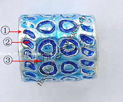 Enamel Zinc Alloy European Beads, Tube, plated, without troll & large hole, more colors for choice, 10x8x8mm, Hole:Approx 5mm, Sold By PC