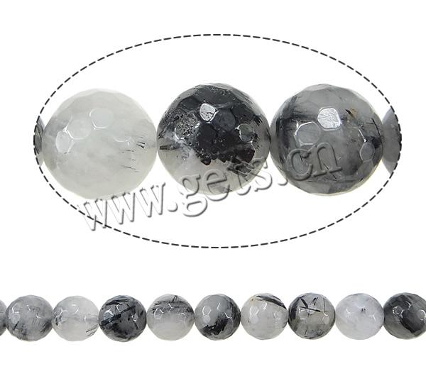 Perles Quartz rutile, Rond, naturel, multiple tailles pour le choix & facettes, Trou:Environ 1.5mm, Longueur:15 pouce, Vendu par brin