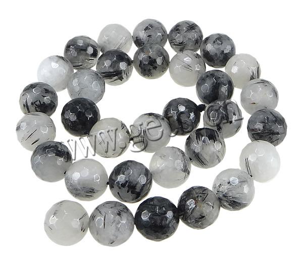 Perles Quartz rutile, Rond, naturel, multiple tailles pour le choix & facettes, Trou:Environ 1.5mm, Longueur:15 pouce, Vendu par brin