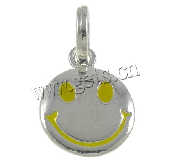 Zinc Alloy Cartoon Pendant, Smiling Face, plated, more colors for choice, 15x27x2.5mm, Hole:Approx 4x6mm, Sold By PC