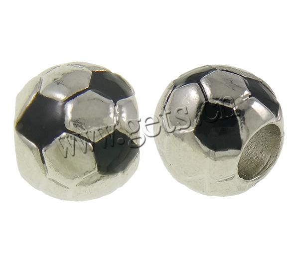 Enamel Zinc Alloy European Beads, Football, plated, Customized & without troll, more colors for choice, 11x9.5mm, Hole:Approx 5mm, Sold By PC