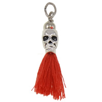 Zinc Alloy Skull Pendants, with Wool, plated Approx 
