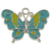 Zinc Alloy Animal Pendants, Butterfly, plated, Customized & enamel & with rhinestone Approx 2.5mm 