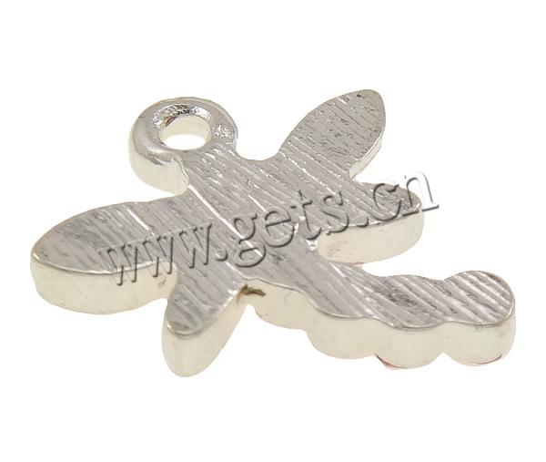 Zinc Alloy Animal Pendants, Dragonfly, plated, with rhinestone, more colors for choice, 13.5x3x14mm, Hole:Approx 1mm, Sold By PC