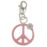 Zinc Alloy Lobster Clasp Charm, Peace Logo, plated, Customized & enamel Approx 