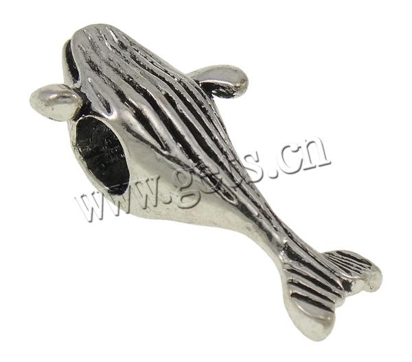 Zinc Alloy European Beads, Whale, plated, Customized & without troll & with rhinestone, more colors for choice, 27x14x8.5mm, Hole:Approx 4.5mm, Sold By PC