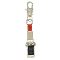Zinc Alloy Lobster Clasp Charm, Lipstick, plated, Customized & enamel & with rhinestone Approx 