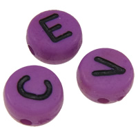 Acrylic Alphabet Beads, with letter pattern & mixed & double-sided, purple Approx 1mm, Approx 