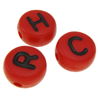Acrylic Alphabet Beads, with letter pattern & mixed & double-sided, red Approx 1mm, Approx 
