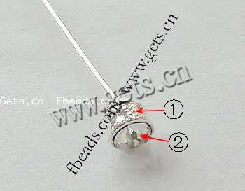 Zinc Alloy Head Pin, plated, with rhinestone, more colors for choice, 55x0.8mm, Sold By PC