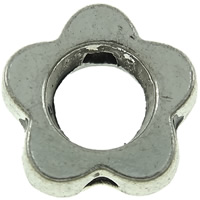 Perlas de aleación de zinc marco, Flor, chapado en color de plata antigua, libre de níquel, plomo & cadmio, 8x3mm, agujero:aproximado 1mm, aproximado 2000PCs/KG, Vendido por KG