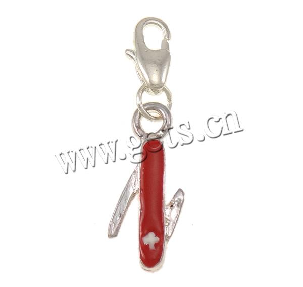 Zinc Alloy Lobster Clasp Charm, Knife, plated, Customized & enamel, more colors for choice, 8x3x31mm, Hole:Approx 2x4mm, Sold By PC