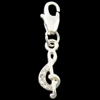 Zinc Alloy Lobster Clasp Charm, Music Note, plated, with rhinestone Approx 