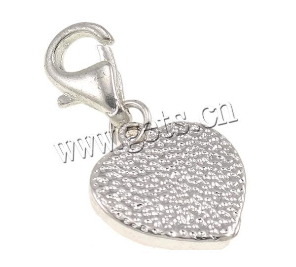 Zinc Alloy Lobster Clasp Charm, Heart, plated, with letter pattern & enamel, more colors for choice, 14x4x26mm, Hole:Approx 4mm, Sold By PC