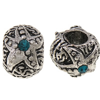 Zinc Alloy European Beads, Drum, plated, with rhinestone Approx 5mm 